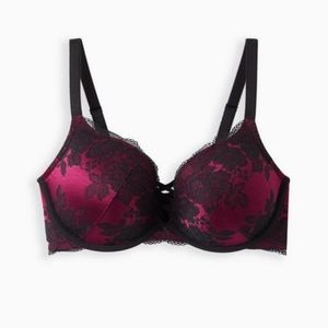 XO Plunge Push up Two Tone Lace Straight Back Bra